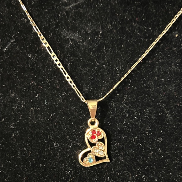 Gold Filled Jewelry - Chic Gold Heart Pendant Necklace with Colorful Accents